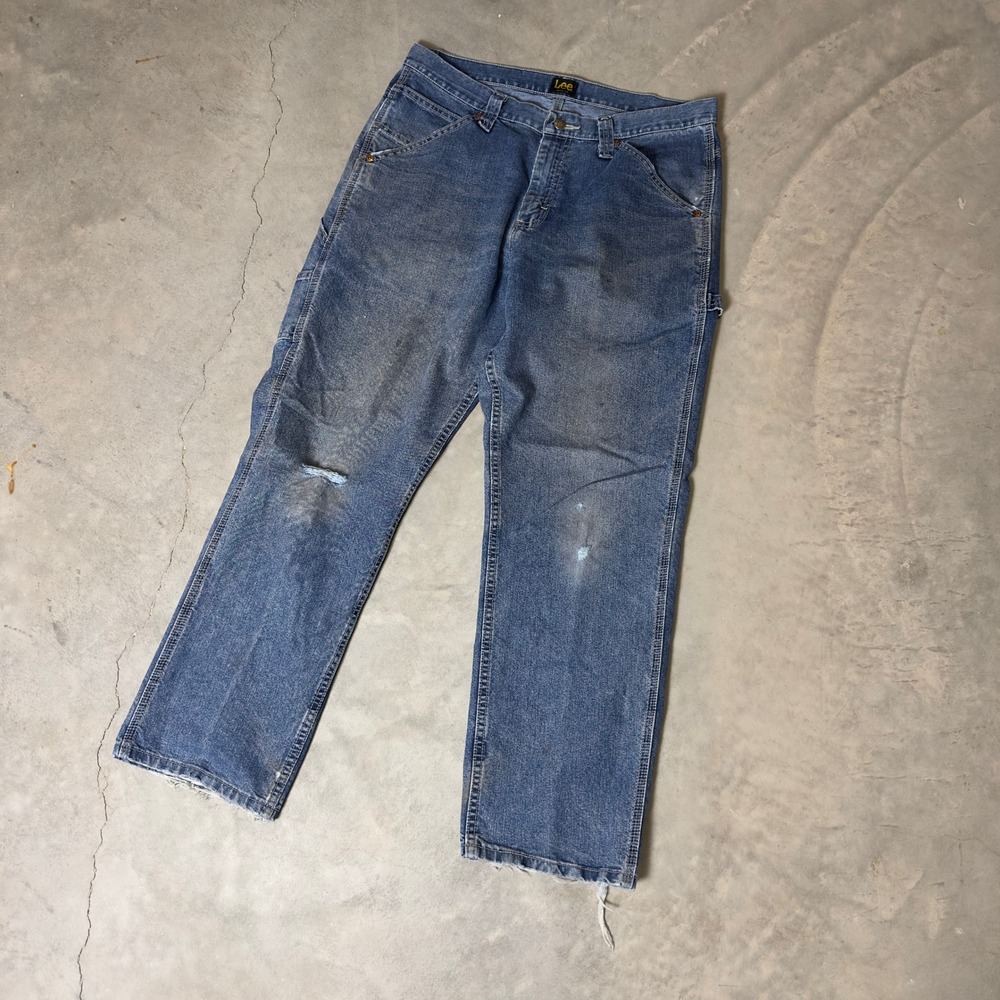 Vintage Lee Carpenter Jeans Mens 33x30 Blue Baggy Streetwear Distressed Workwear